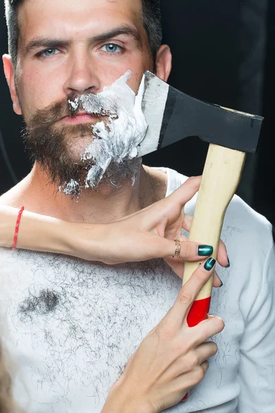 Bearded man having shaved — Stock Photo, Image