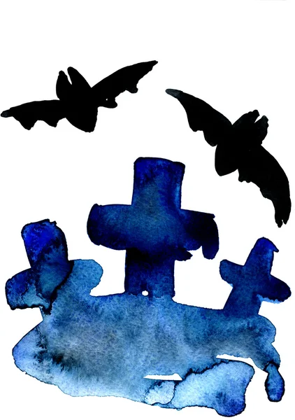 Blue crosses and bats — Stock Photo, Image