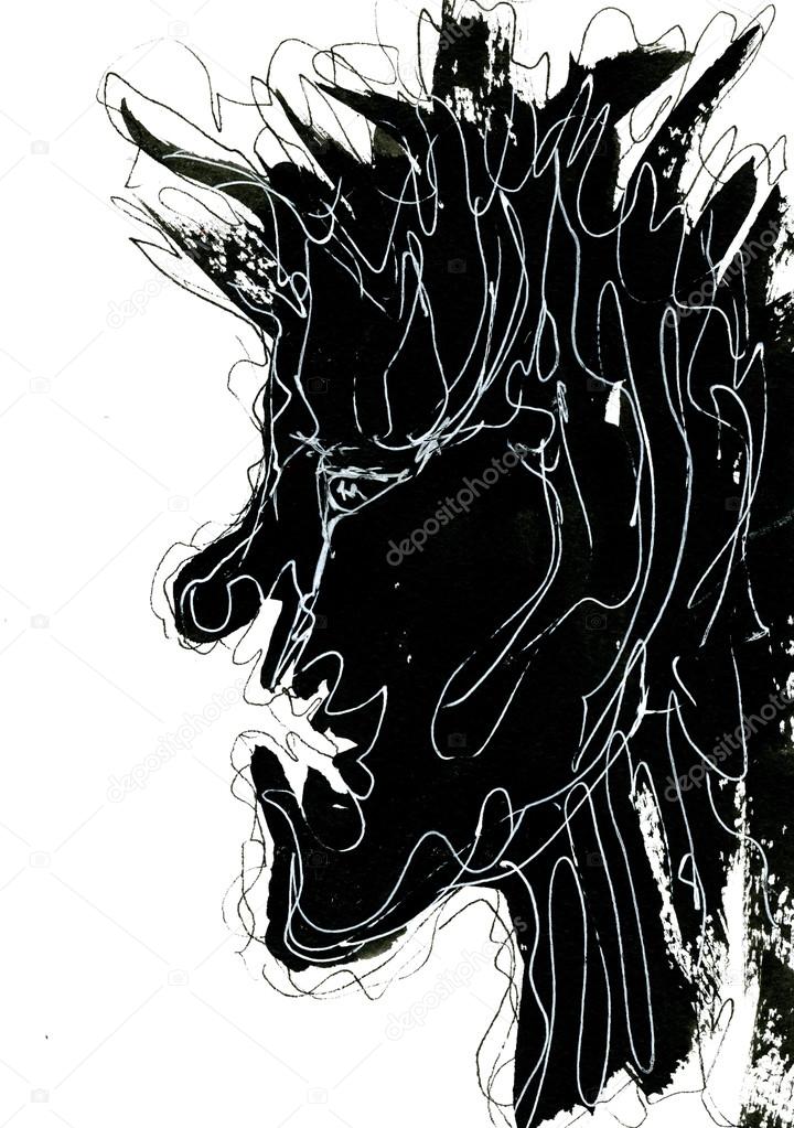 Abstract wicked face in profile