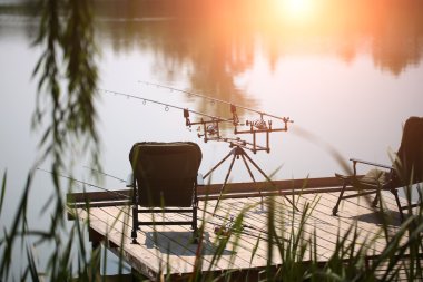 Beautiful view with fishing rods