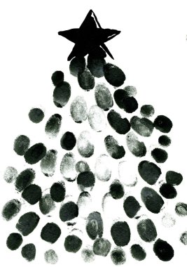 Watercolor rough draft of New Year tree