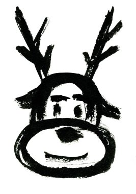 Mask of Christmas deer with staghorns clipart