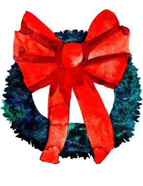 Kırmızı fiyonklu Noel çelengi