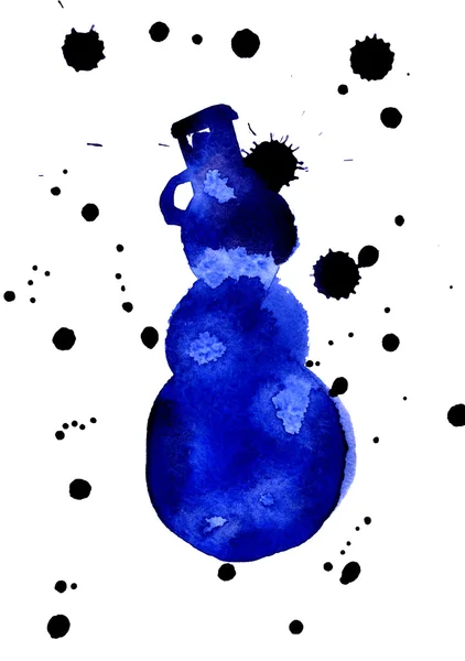 Синій силует сніговика — стокове фото