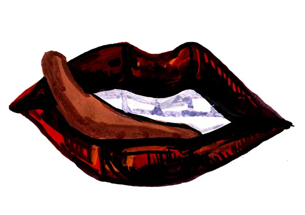 Sensual lips with tongue — Φωτογραφία Αρχείου
