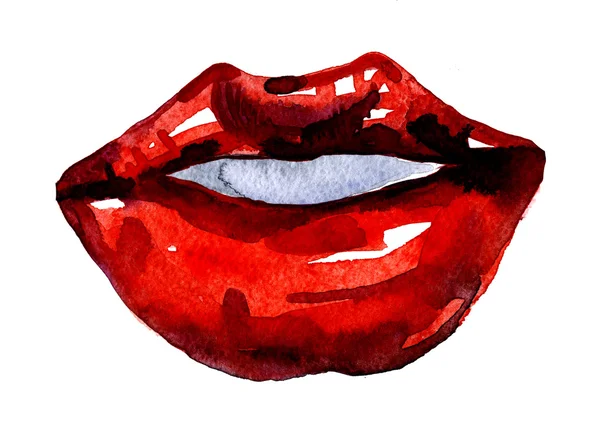 Lábios vermelhos de pelúcia — Fotografia de Stock