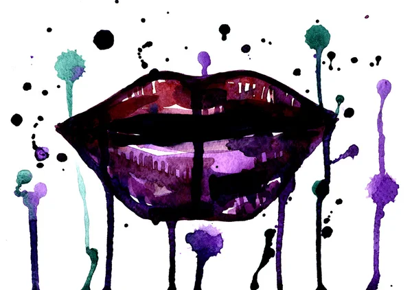 Plush lips with splatters — 스톡 사진