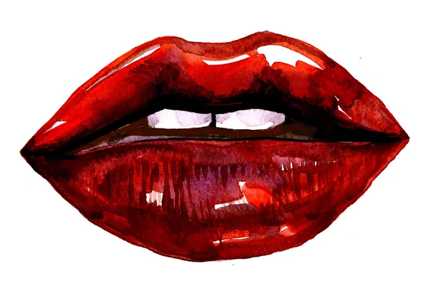 Dark red plush lips — 图库照片