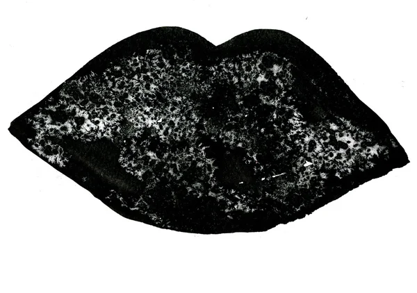 Black lips with white splashes — Stockfoto