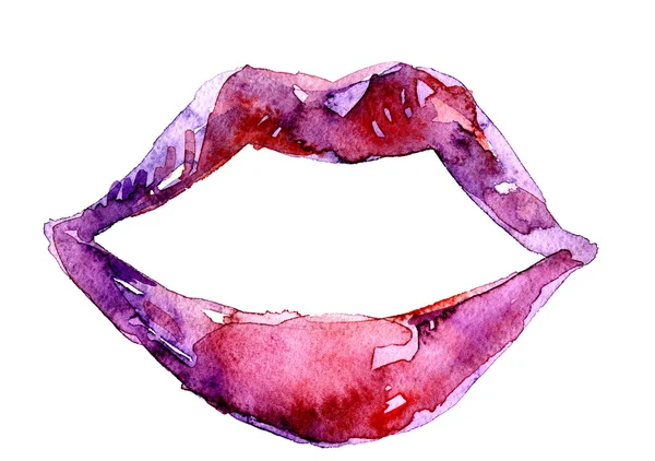 Popped lips with magenta stains — Stock Photo, Image