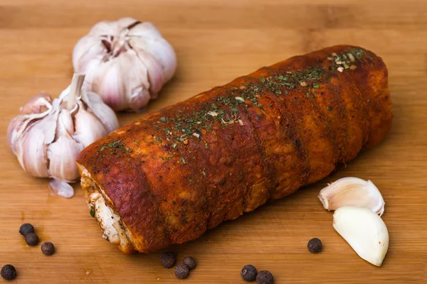 Spicy fat roll with garlic — ストック写真