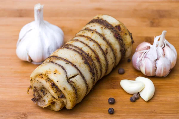 Spicy bacon roll with garlic — Stock Photo, Image