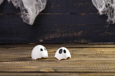 Funny cracked hen eggshell
