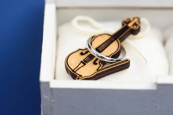 Wooden violin in box