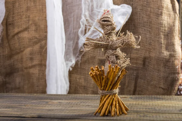 Straws and voodoo doll — Stock Photo, Image