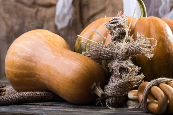 Pumpkin, gourd and voodoo doll — Zdjęcie stockowe