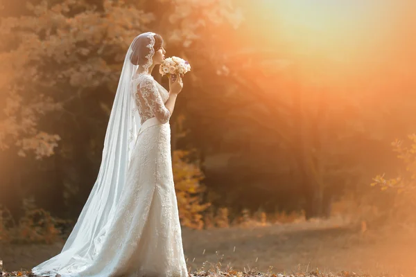 Noiva jovem na floresta — Fotografia de Stock