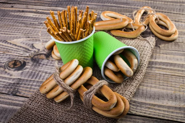 Hard cracknels and stick biscuits — Stock Photo, Image