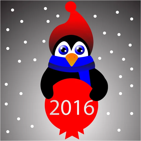 Un pinguino navideño — Vector de stock