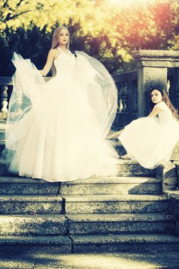 Vintage Fotoğraf gelin ve küçük kız