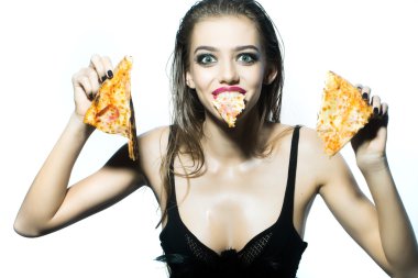 pizza ile genç kız