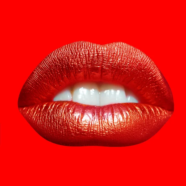 황금 여자 입술 — 스톡 사진