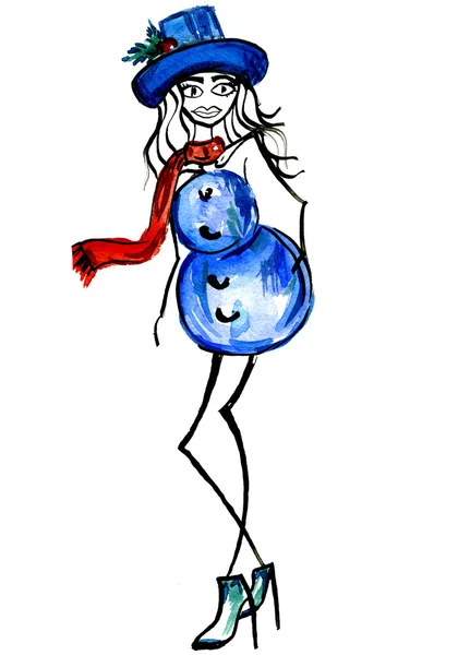 Дівчина в костюмі різдвяного сніговика — стокове фото