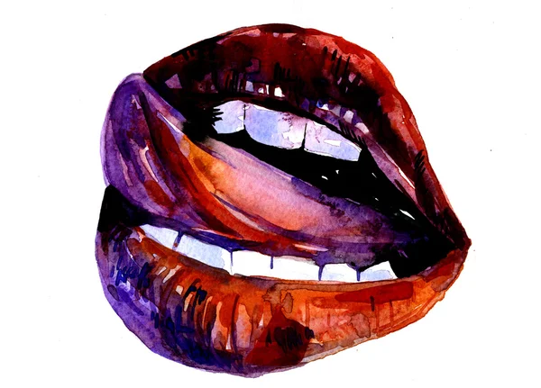 Sensual lips with tongue — Stock Photo, Image