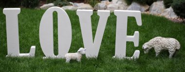 Word LOVE in letter figures 