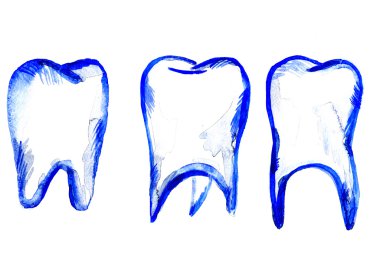 Set of three teeth illustration 