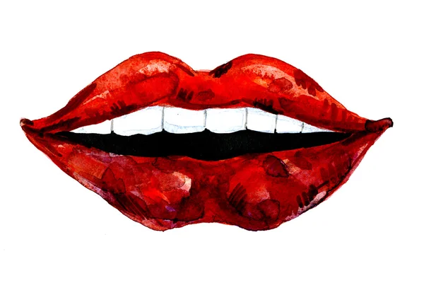 Pretty freehand female lips — ストック写真