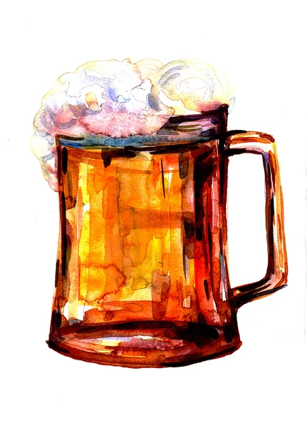 Watercolor illustration glass of bear — Zdjęcie stockowe