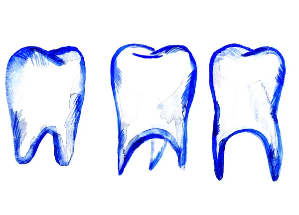 Set of three teeth illustration — 图库照片