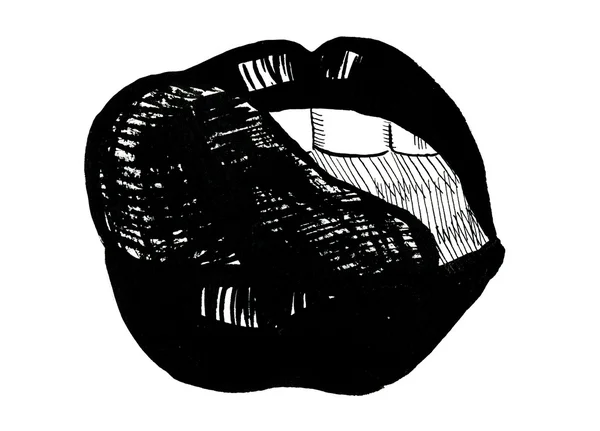 Black female lips — Zdjęcie stockowe