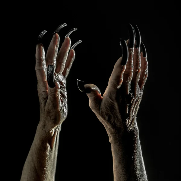 Uzun tırnaklı yaşlı kadın elleri — Stok fotoğraf