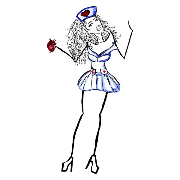 Pretty nurse in uniform — Stockový vektor