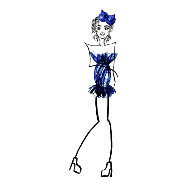 Vestido azul dulce — Vector de stock