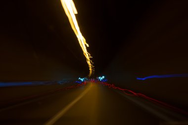Highway illumination and light trails clipart
