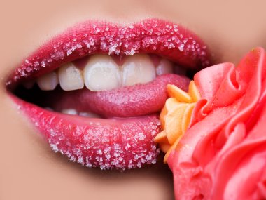 Female lips and cream clipart