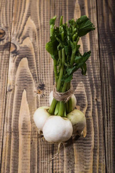 White turnips on wood — Stock Photo, Image