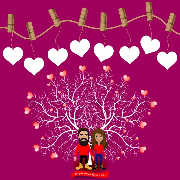 Love couple on violet — 图库矢量图片