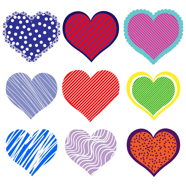 Many colorful hearts — Stock Vector