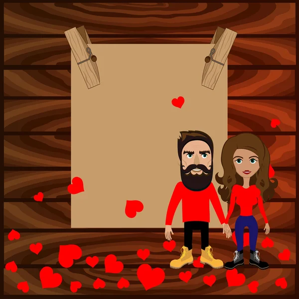 Paper and love couple — Stockvector