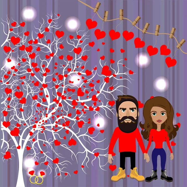 Tree and love people — Stockvector