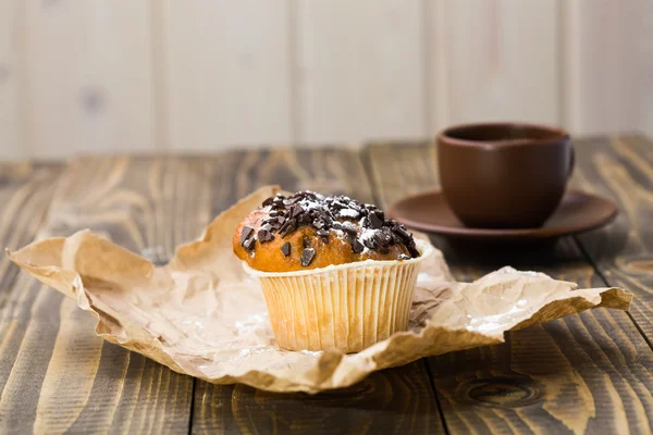 Saboroso delicioso muffin e café — Fotografia de Stock