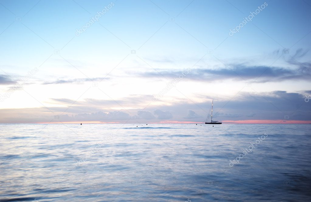 Beautiful seascape and sailing-boat 