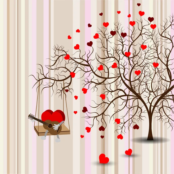 Love tree on lines — Stock vektor