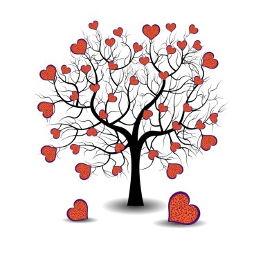 Ağaç üzerinde şirin Kalpler