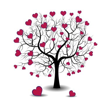 Ağaç üzerinde mor Kalpler