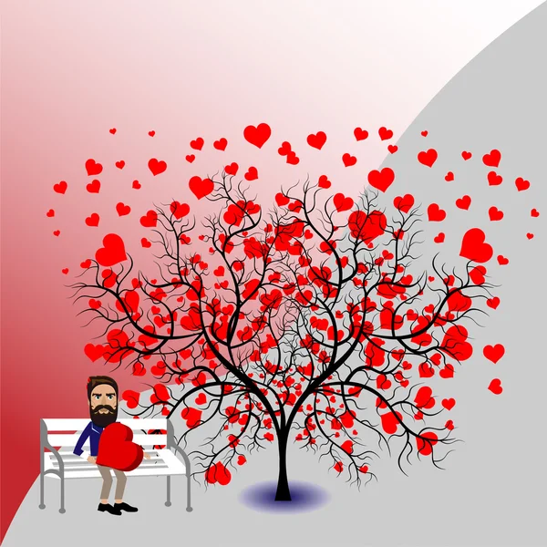 Amore albero e uomo — Vettoriale Stock